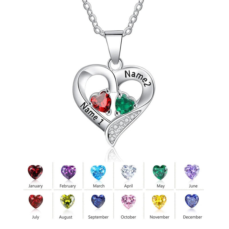 Herzhalskette mit 2 Kristallen