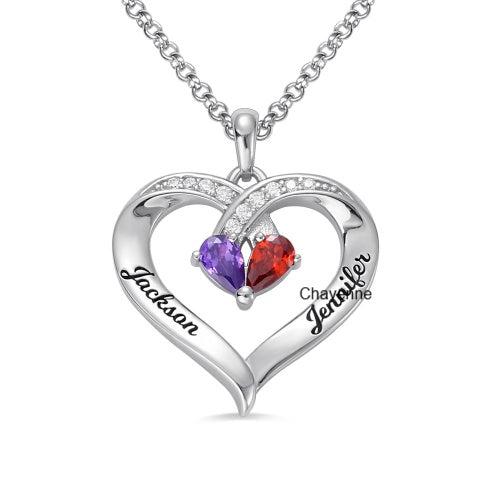 Herzkette mit 2 Kristalle