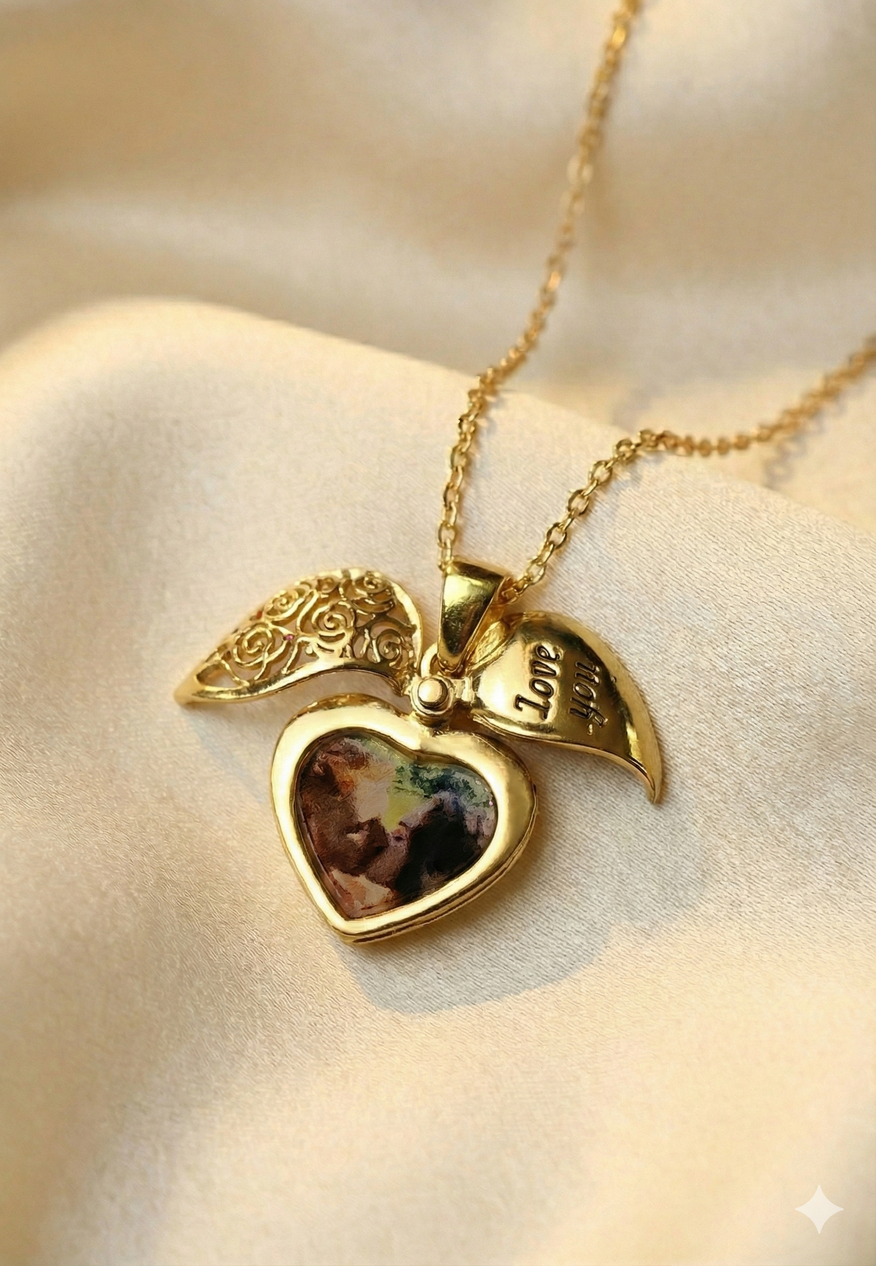 Personalisiertes Herz-Medaillon mit deinem Foto – "Ewige Liebe"