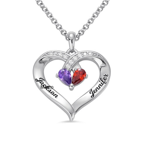 Herzkette mit 2 Kristalle